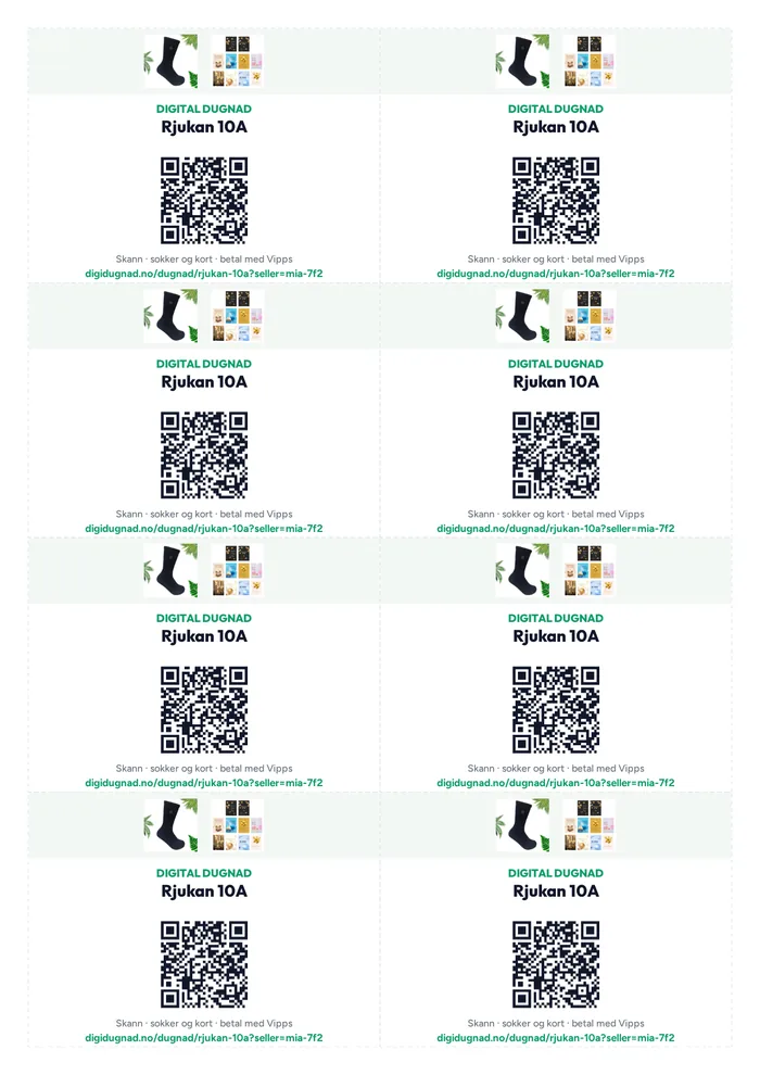 QR-lapper til utdeling på foreldremøte